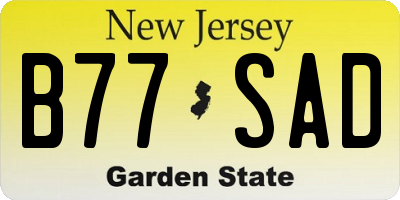 NJ license plate B77SAD