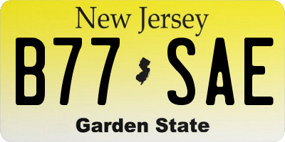 NJ license plate B77SAE