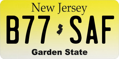 NJ license plate B77SAF