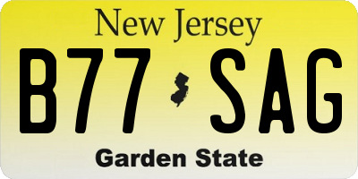 NJ license plate B77SAG