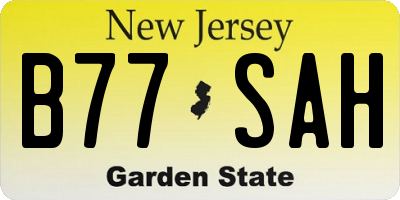 NJ license plate B77SAH