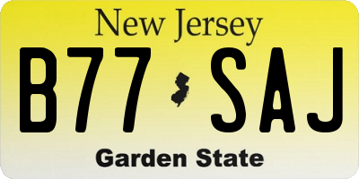 NJ license plate B77SAJ