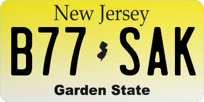 NJ license plate B77SAK
