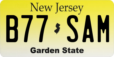 NJ license plate B77SAM