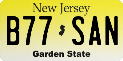 NJ license plate B77SAN