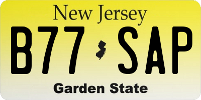 NJ license plate B77SAP