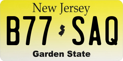 NJ license plate B77SAQ