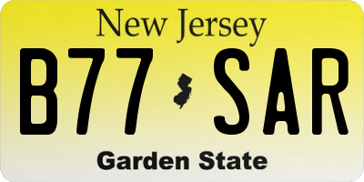 NJ license plate B77SAR