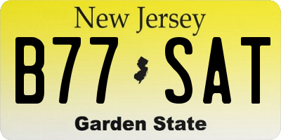 NJ license plate B77SAT