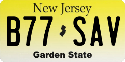 NJ license plate B77SAV