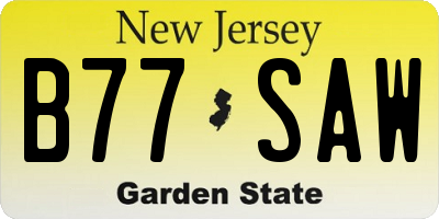 NJ license plate B77SAW