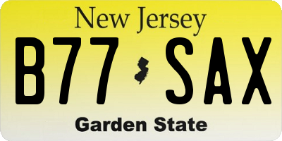 NJ license plate B77SAX