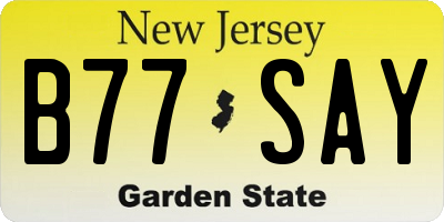 NJ license plate B77SAY