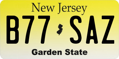 NJ license plate B77SAZ
