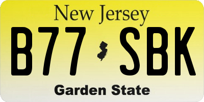 NJ license plate B77SBK