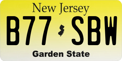 NJ license plate B77SBW