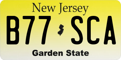 NJ license plate B77SCA