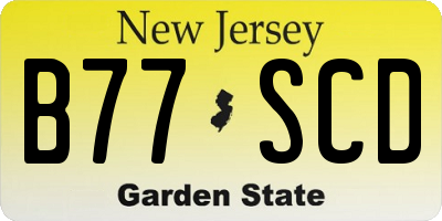 NJ license plate B77SCD