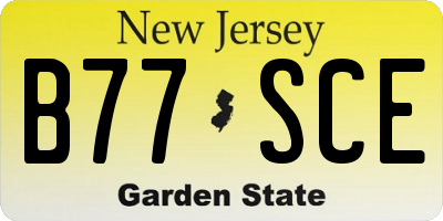 NJ license plate B77SCE