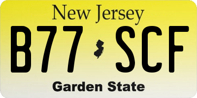 NJ license plate B77SCF