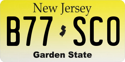 NJ license plate B77SCO