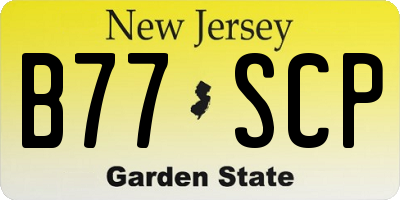 NJ license plate B77SCP