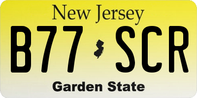 NJ license plate B77SCR