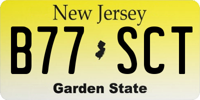 NJ license plate B77SCT