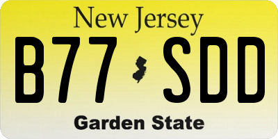NJ license plate B77SDD