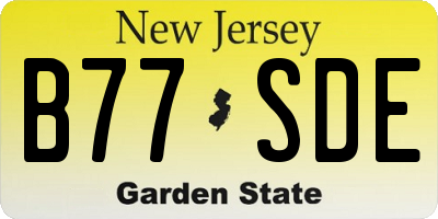 NJ license plate B77SDE