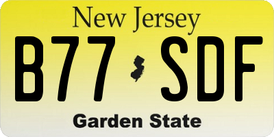 NJ license plate B77SDF