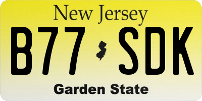 NJ license plate B77SDK