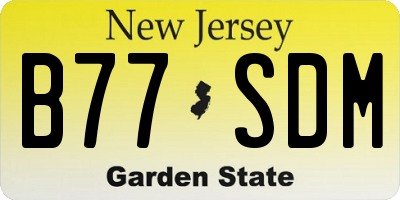 NJ license plate B77SDM
