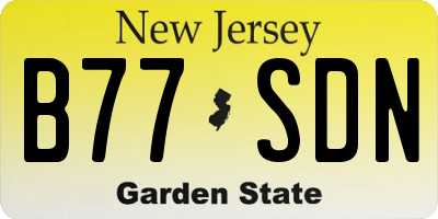 NJ license plate B77SDN