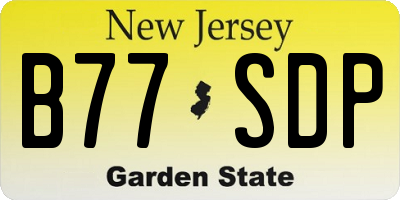 NJ license plate B77SDP