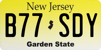 NJ license plate B77SDY