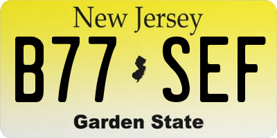 NJ license plate B77SEF