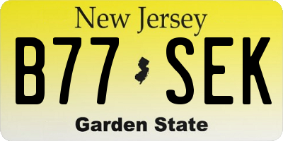 NJ license plate B77SEK