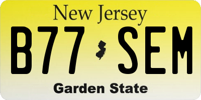 NJ license plate B77SEM