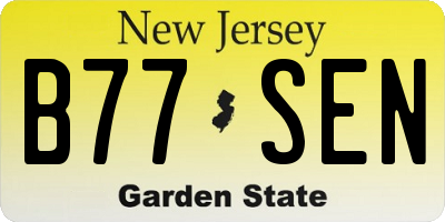 NJ license plate B77SEN