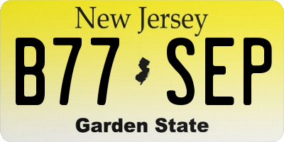 NJ license plate B77SEP