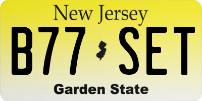 NJ license plate B77SET