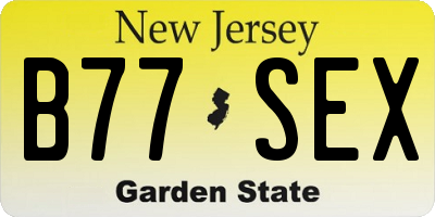 NJ license plate B77SEX