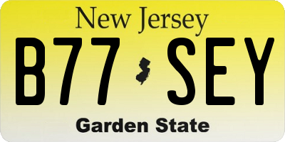 NJ license plate B77SEY