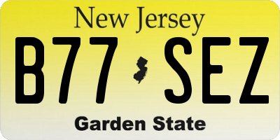 NJ license plate B77SEZ