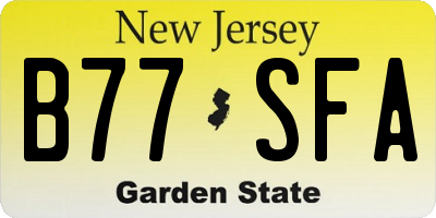 NJ license plate B77SFA