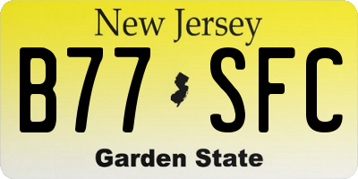 NJ license plate B77SFC