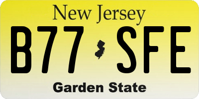 NJ license plate B77SFE