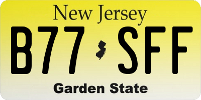 NJ license plate B77SFF