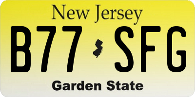NJ license plate B77SFG